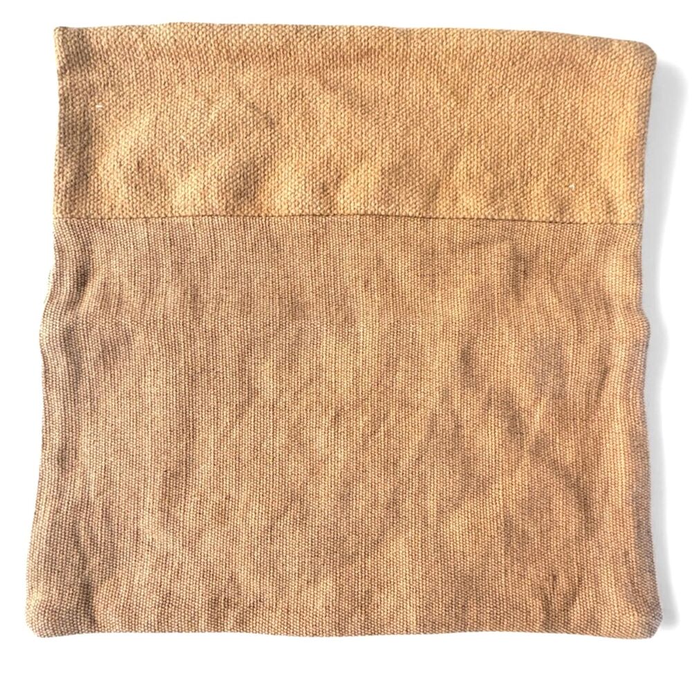 West Elm Cotton Canvas Pillow Cover Honey Gold Rust Cotton Jute Pattern Blocked